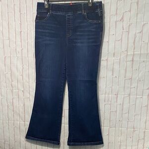 Spanx High Rise Flare/Wide Leg Dark Wash Jeans size 2X Petite